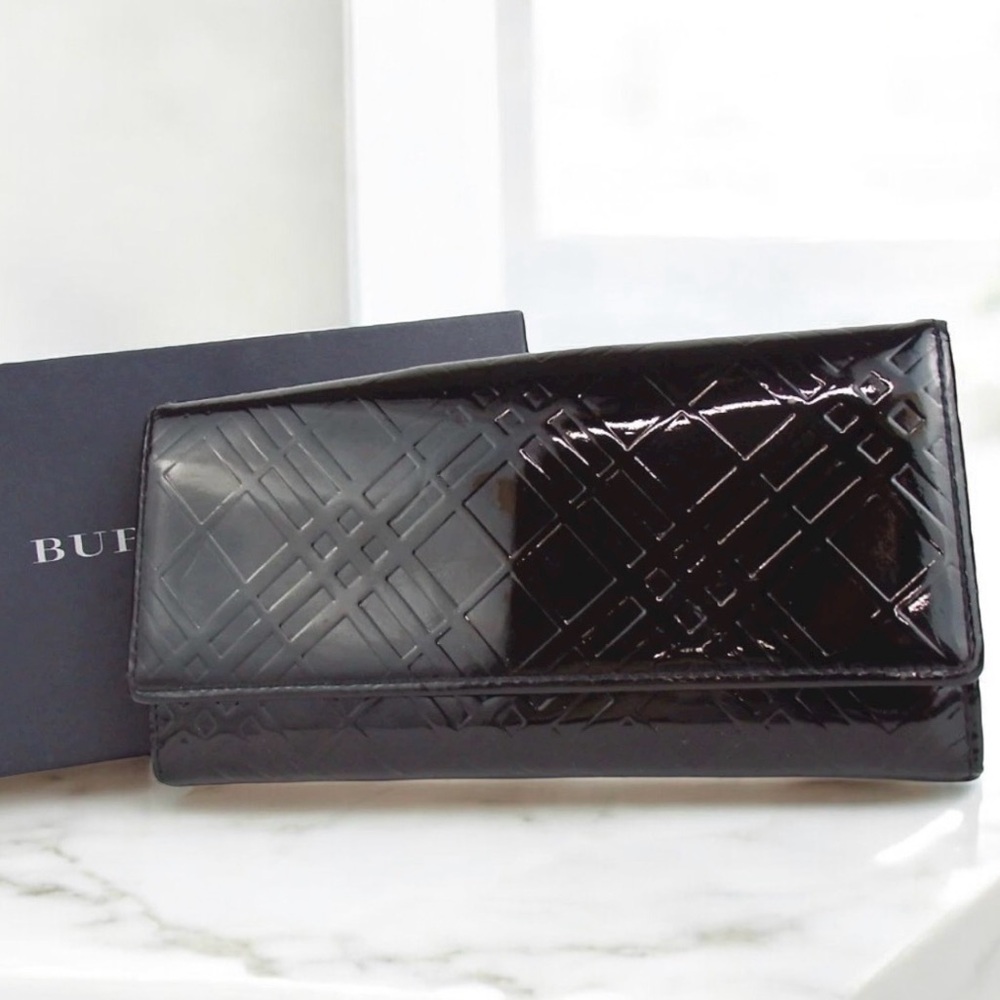BURBERRY Nova Check Patent Leather Kisslock Long Wallet ๐ - Picture 1 of 12